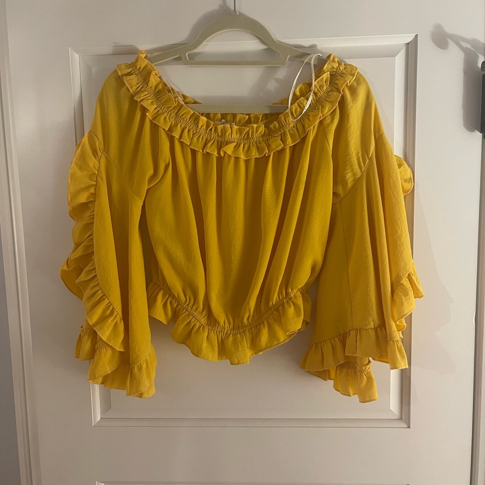 Womens off the shoulder yellow top